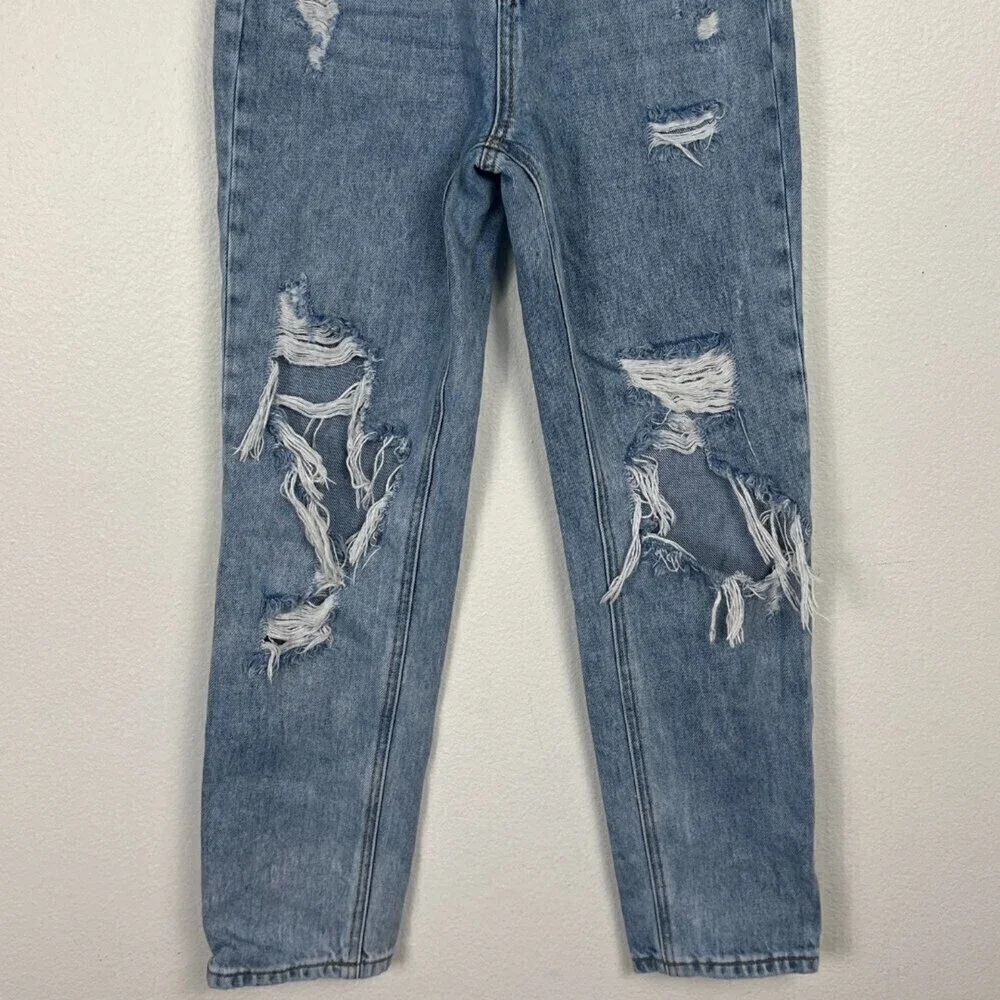 Endless Rose Women's Size 25 Distressed High Rise Denim Cotton Festival Mom Jean